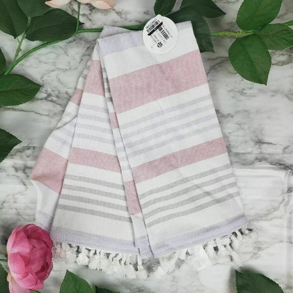 Yarn Dyed 100% Cotton Striped Hand Towels Kitchen Dishcloth Tassels 14x24 - Picture 1 of 1